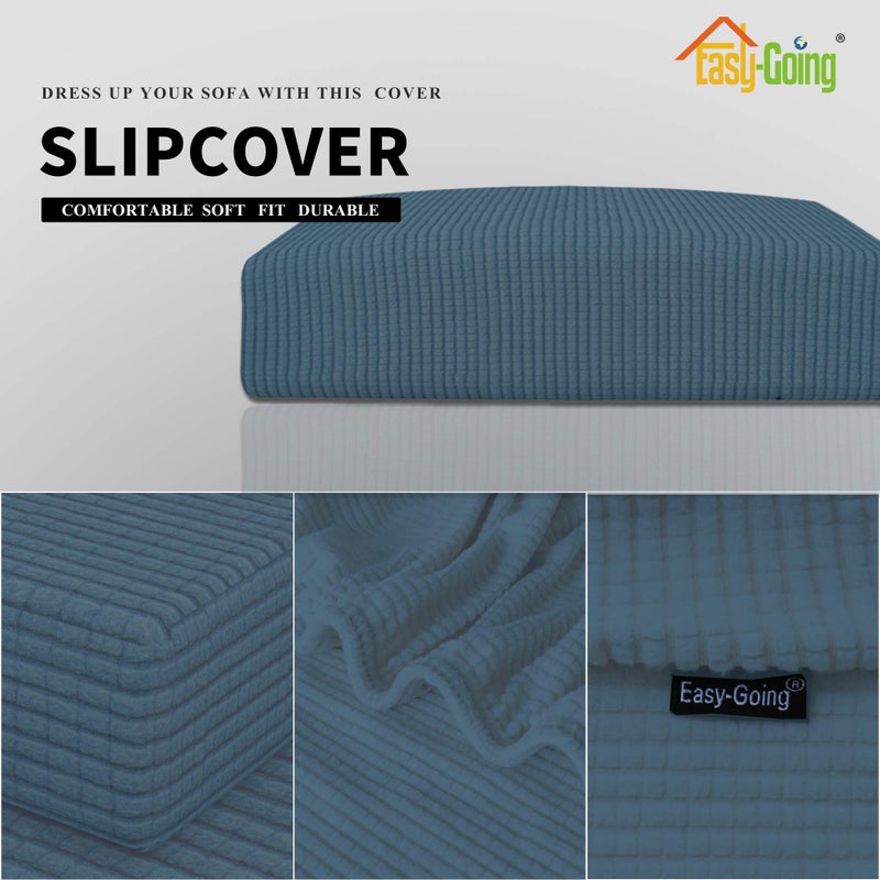 Easy-Going Stretch Cushion Cover Sofa Cushion Furniture Protector Sofa Seat Sofa Slipcover Sofa Cover Soft Flexibility with Elastic Bottom(Oversized Sofa Cushion, Bluestone) - Image 3